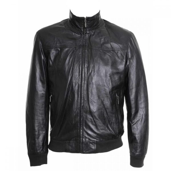 Designer Bomber Black Leather Jacket