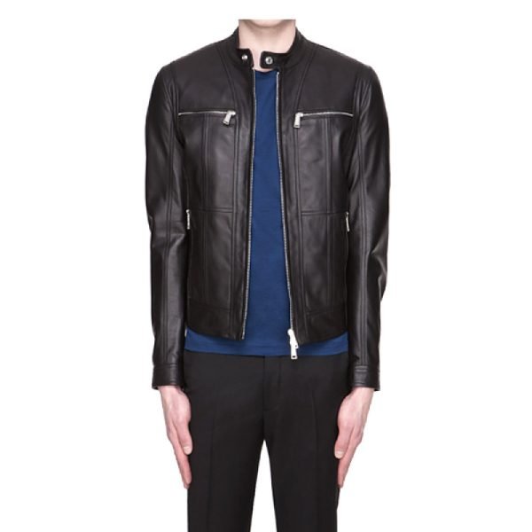 Men Slim fit Real Black Leather Jacket