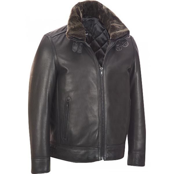 Men's Black Buckle Collar Bomber Leather Jackets