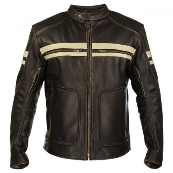 Xelement Men's Brown Leather Cruiser Jacket