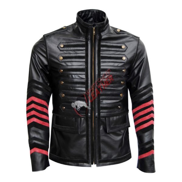 Men's Military Biker Style Leather Jacket