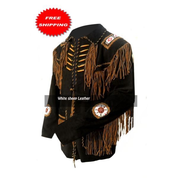 Black Western Cowboy Fashion Biker Leather Vest Jacket ( Free Shipping )