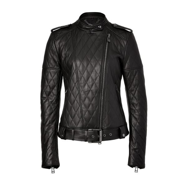 Women's Belt And Shoulder Epaulets Leather Jacket