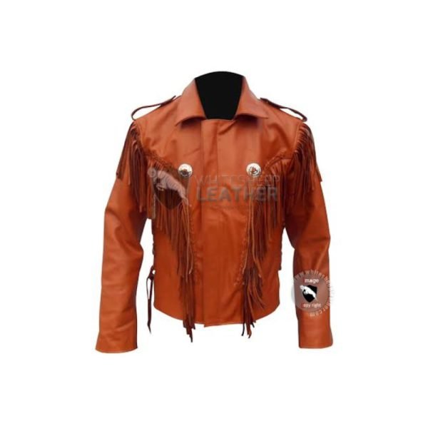 Brown Western Cowboy Fashion Leather Jacket ( Free Shipping)