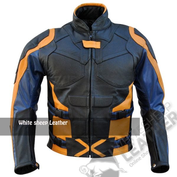 X-Men Orange & Black Motorcycle Leather Jacket