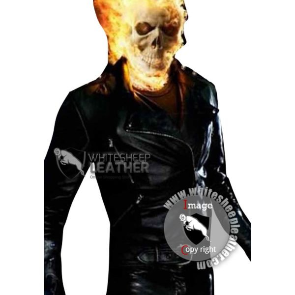 Ghost Rider Spiked Black Leather Motorcycle Jacket