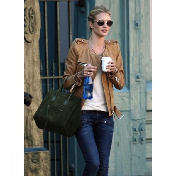 Roise Huntington Whiteley Brown Leather Jacket