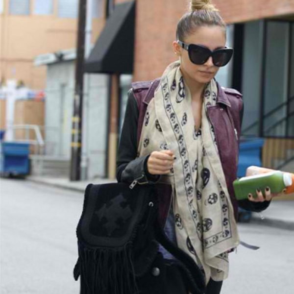 Nicole Richie Black & Purple Leather Jacket