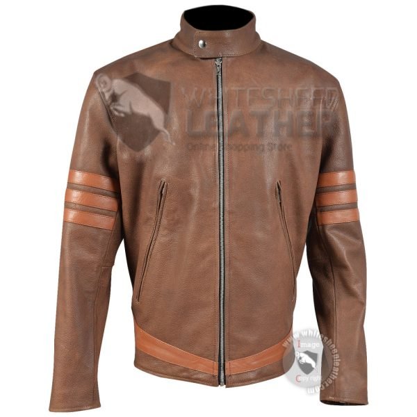 X-Men Origins Wolverine distressed brown Leather jacket