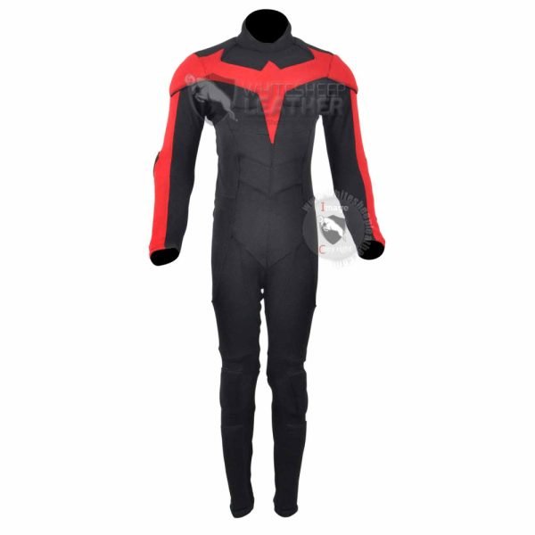 NightWing Red and Black Jumpsuit (Textured Stretch Fabric )