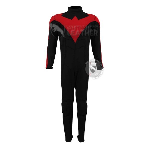New NightWing Red and Black Jumpsuit (Textured Stretch Fabric )